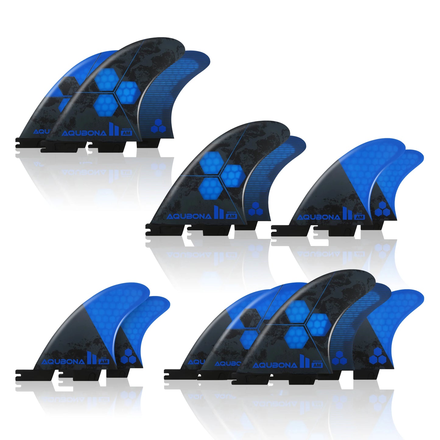 AQUBONA Honeycomb Fiberglass Surfboard Fins