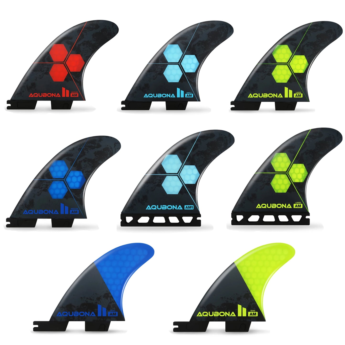 AQUBONA Honeycomb Fiberglass Surfboard Fins