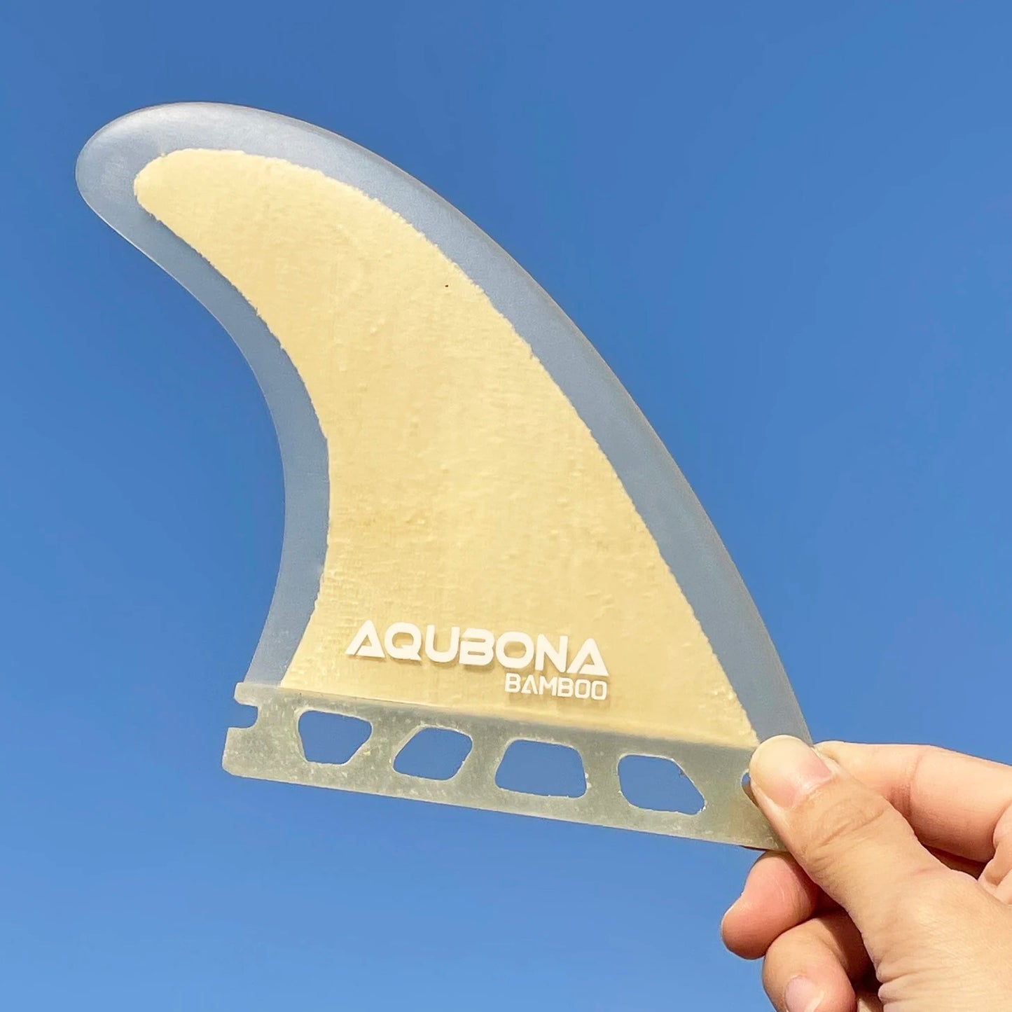 AQUBONA surf fins in glass and bamboo vibe