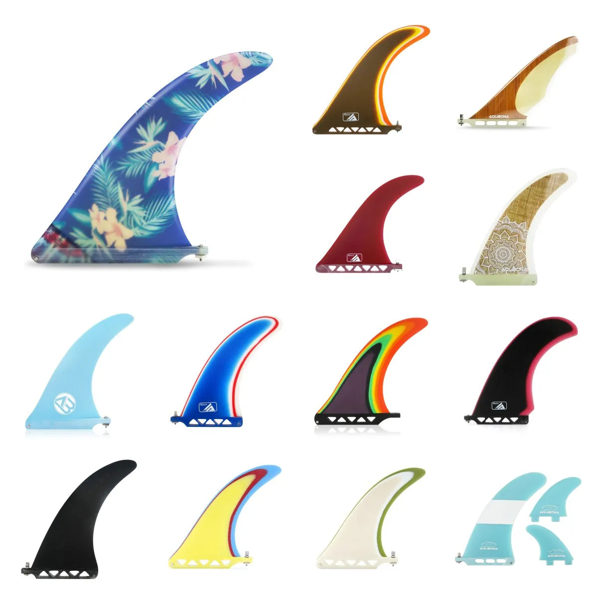 Central Fins for 7/8/9/10 Inch Fiberglass Surfboard for Longboard. 