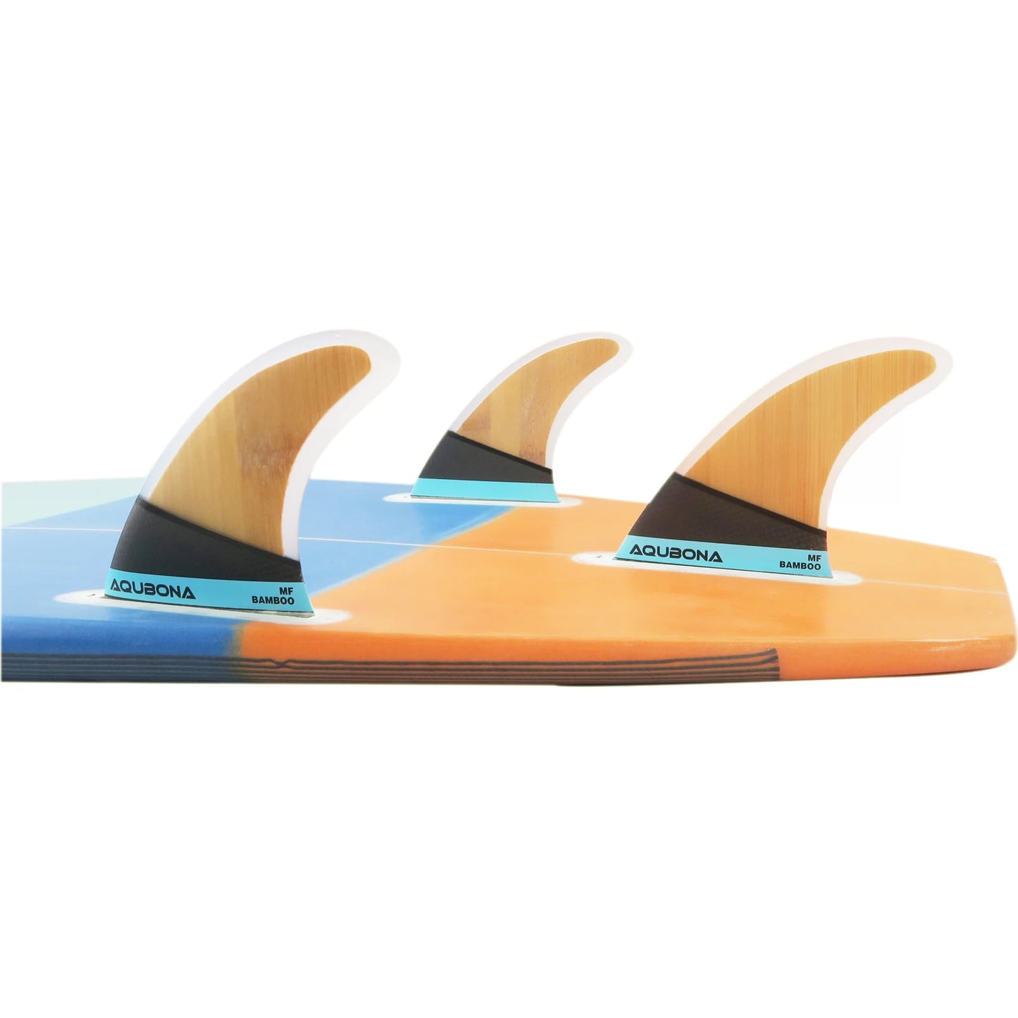 AQUBONA surf fins in glass and bamboo vibe